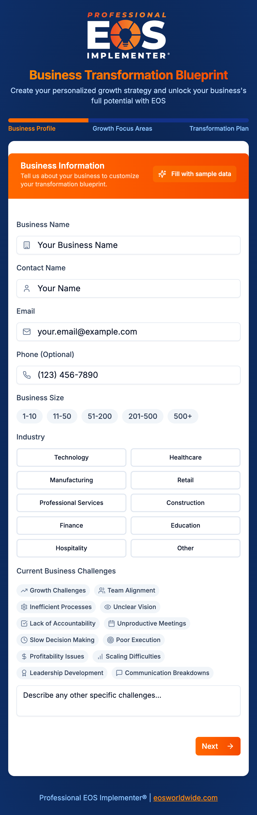 EOS Meeting Agenda Builder Interface